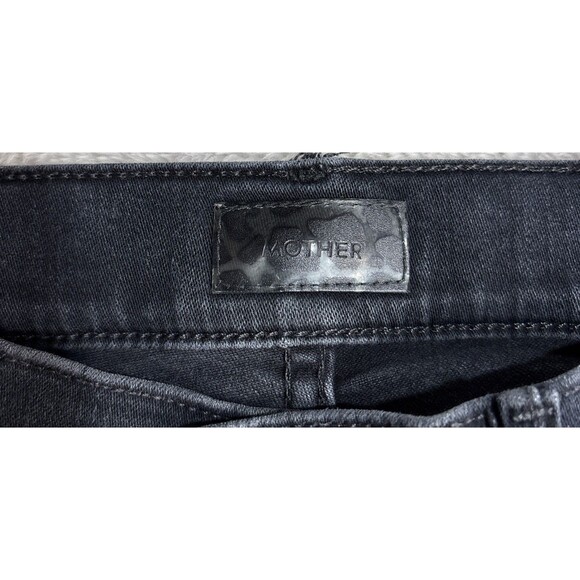 MOTHER Rascal Ankle Snippet Raw Hem Jeans 25 Black Blackbird Skinny Denim - Picture 6 of 16